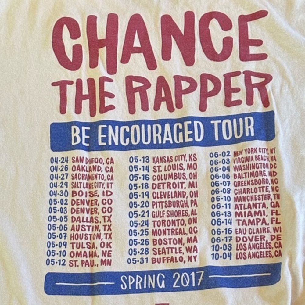Chance The Rapper Concert Tee 2017 XL 🐝